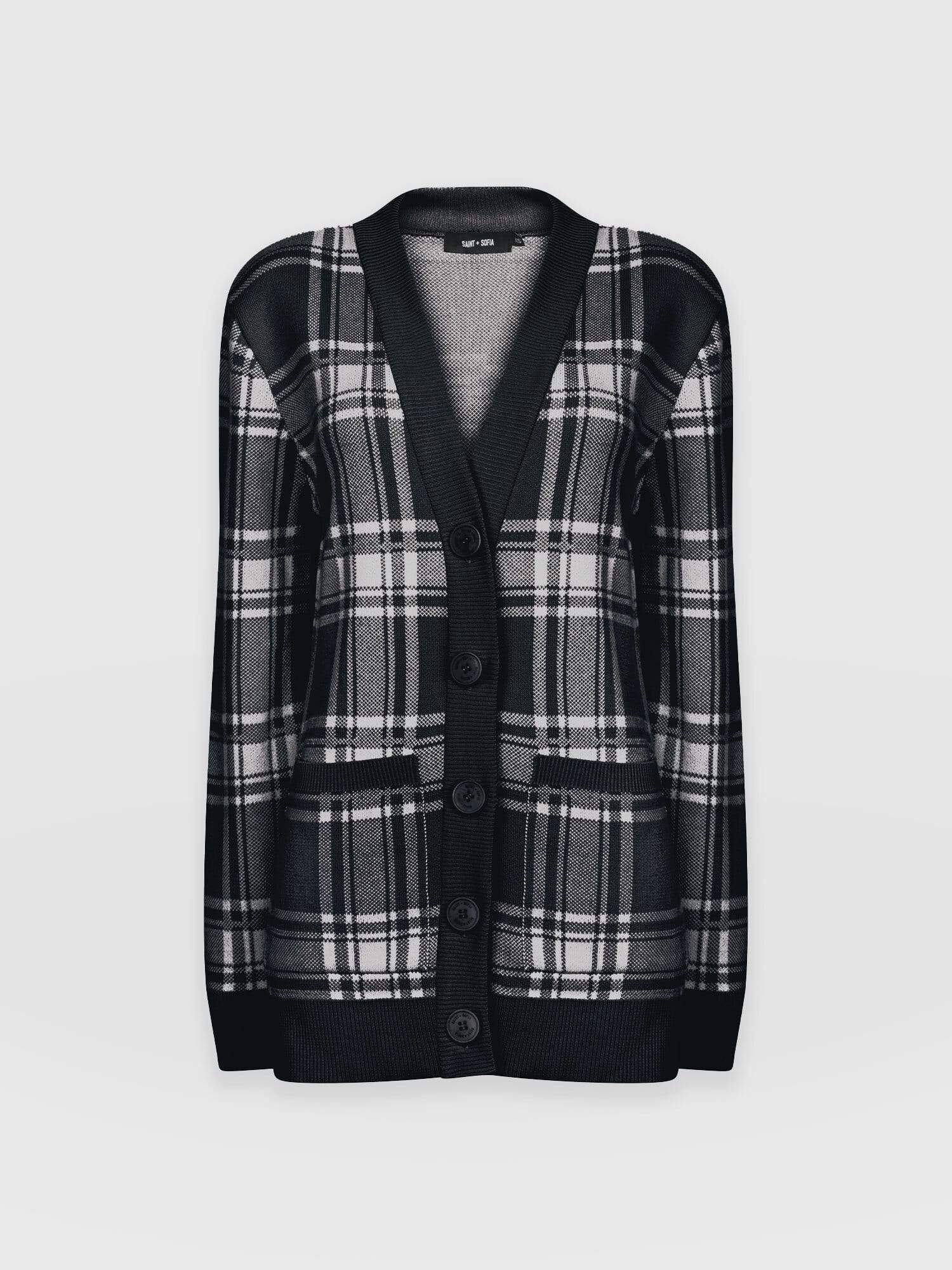 College Cardigan - Navy Check